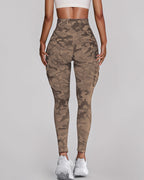 Camouflage Print High Waist Skinny Leggings with Cargo Flap Pockets Casual Pants