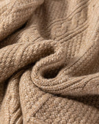 Round Neck Long Sleeve Drop Shoulder Pullover Sweater Casual Loose Fit Cable Knit Mid Length Sweater