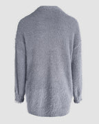 V-Neck Single Breasted Fuzzy Cardigan Casual Minimalist Sweater Coat