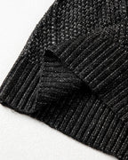 Round Neck Long Sleeve Drop Shoulder Pullover Sweater Casual Loose Fit Cable Knit Mid Length Sweater