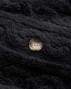 Cable Textured Lapel Neck Button Front Pocket Design Thermal Teddy Coat
