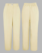 2 Pieces Outfit Turn-down Collar Turn-Up Sleeves Button Front Flap Pockets Design Top and Causal Zipper Fly Elastic Back Waist Wide Leg Pants Set