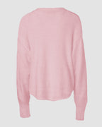 V Neck Long Sleeve Beaded Decor Oversized Sweater Fluffy Pullover Top