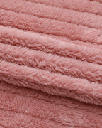 Textured Striped Turn-down Collar Button Front Elastic Cuff and Hem Teddy Fleece Jacket With Decorative Flap Pockets