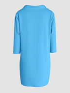 Stand Collar Drawstring Three Quarters Sleeve Casual Sweatshirt Dress