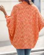 Colorful Waffle Knit Open Front Coat Batwing Long Sleeve Cardigan