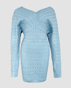 V-Neck Hollow Out Long Sleeve Knit Dress