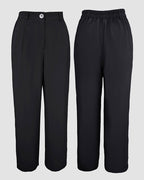 2 Pieces Outfit Turn-down Collar Turn-Up Sleeves Button Front Flap Pockets Design Top and Causal Zipper Fly Elastic Back Waist Wide Leg Pants Set
