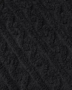 Cable Textured Lapel Neck Button Front Pocket Design Thermal Teddy Coat
