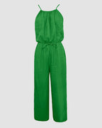 Womens Spaghetti Strap Drawstring Tied Waist Jumpsuit Casual Overalls