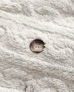 Cable Textured Lapel Neck Button Front Pocket Design Thermal Teddy Coat