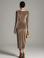 Elegant Velvet Midi Dress